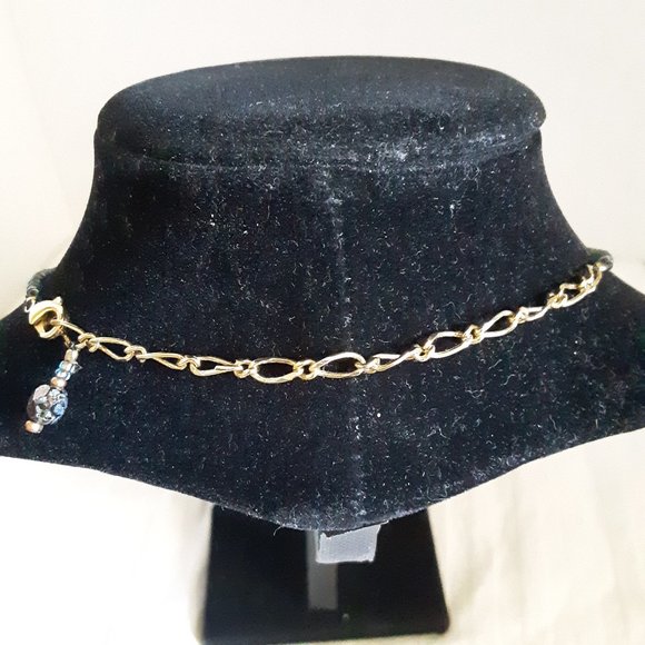 Blue Iridescent Seed Bead Necklace - Picture 5 of 13